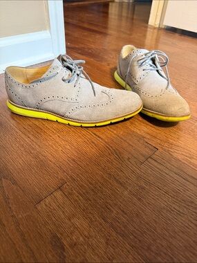 Cole Haan Men's Suede Wingtip Oxford with Neon Sole
